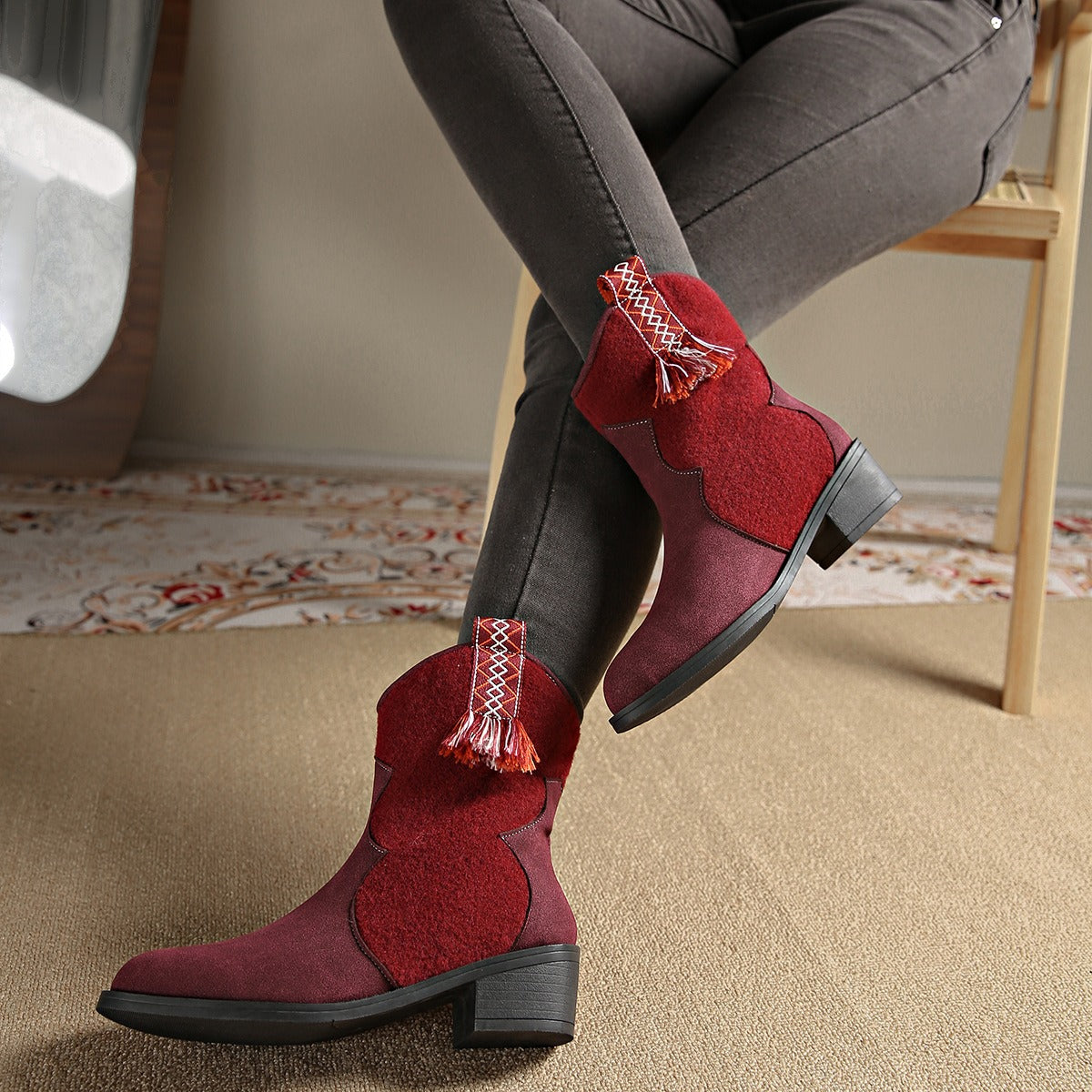 Suede Block Heel Boots