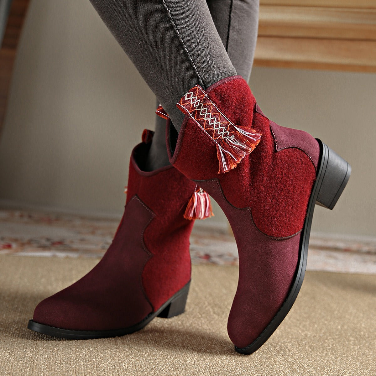 Suede Block Heel Boots