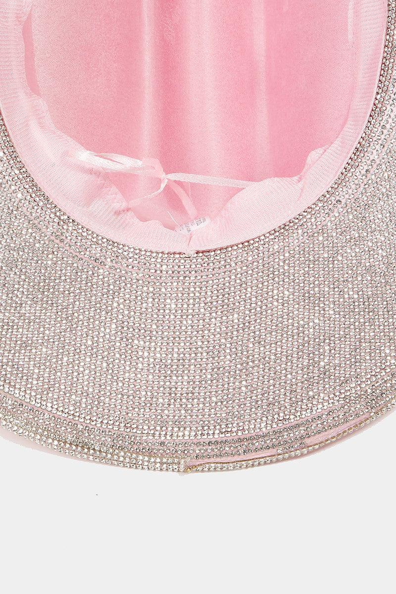 Rhinestone Faux Suede Hat