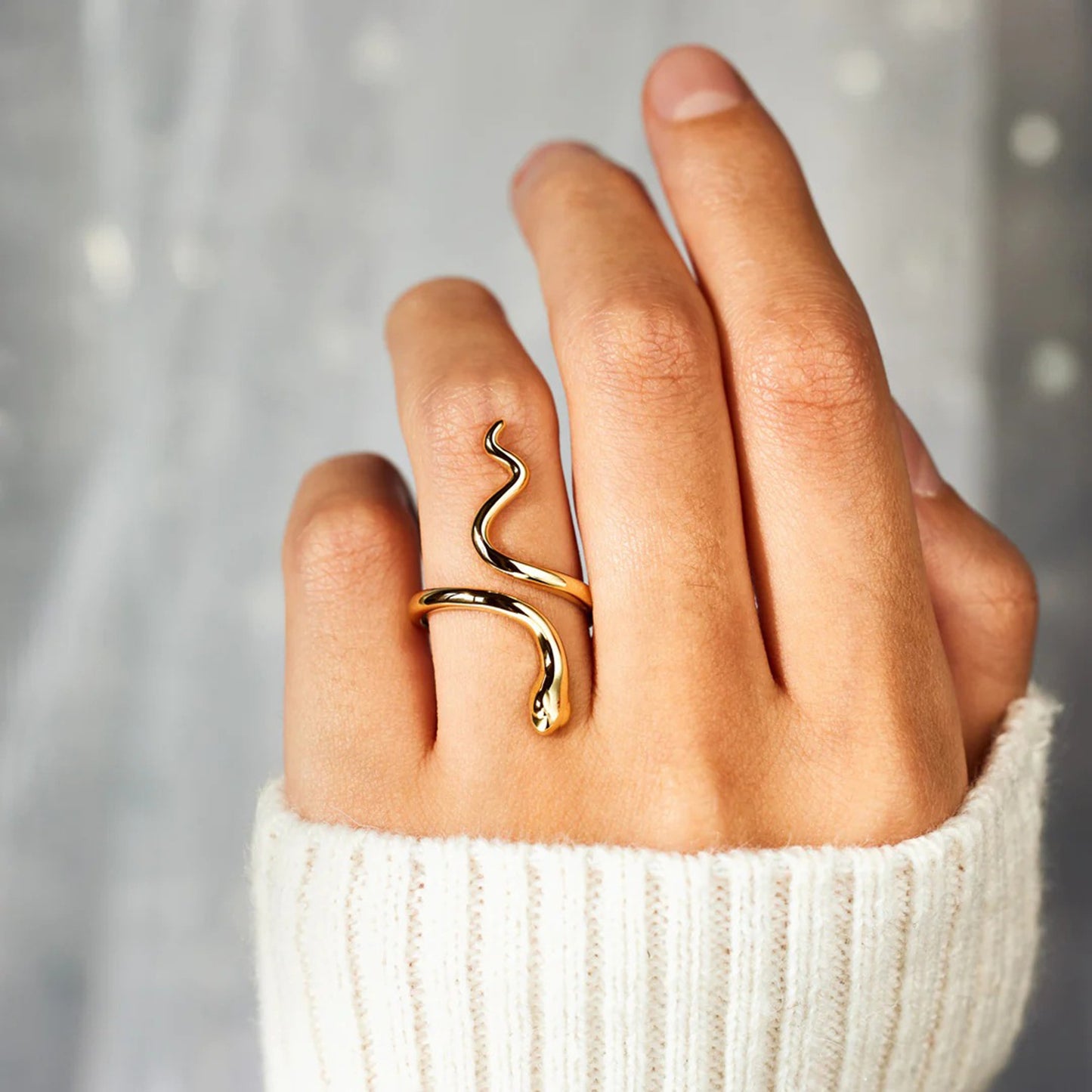 Snake Shape 18K Gold-Plated Ring