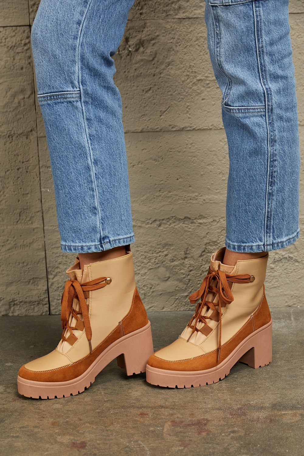 Lace Up Lug Booties