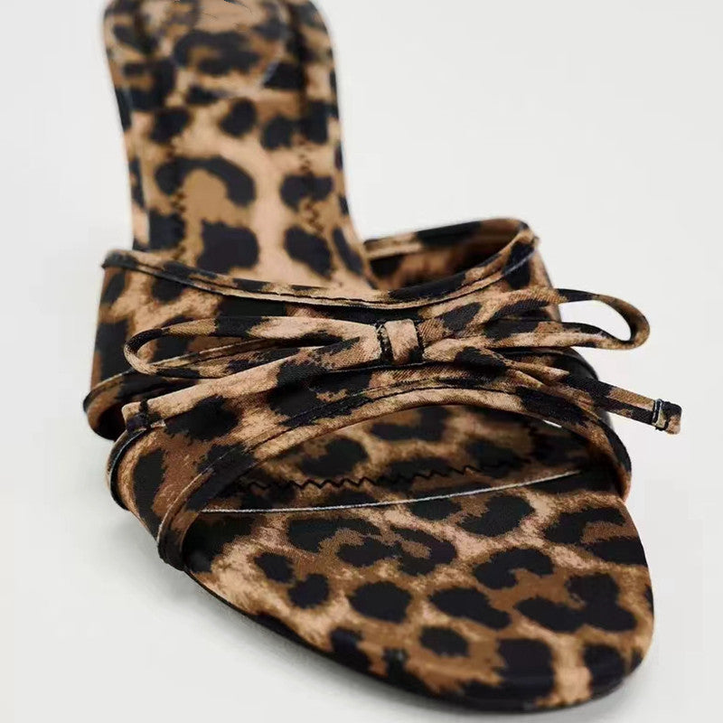 Leopard Kitten Heel Sandals