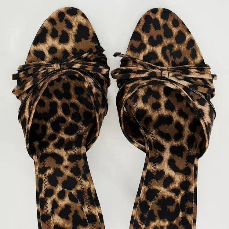 Leopard Kitten Heel Sandals