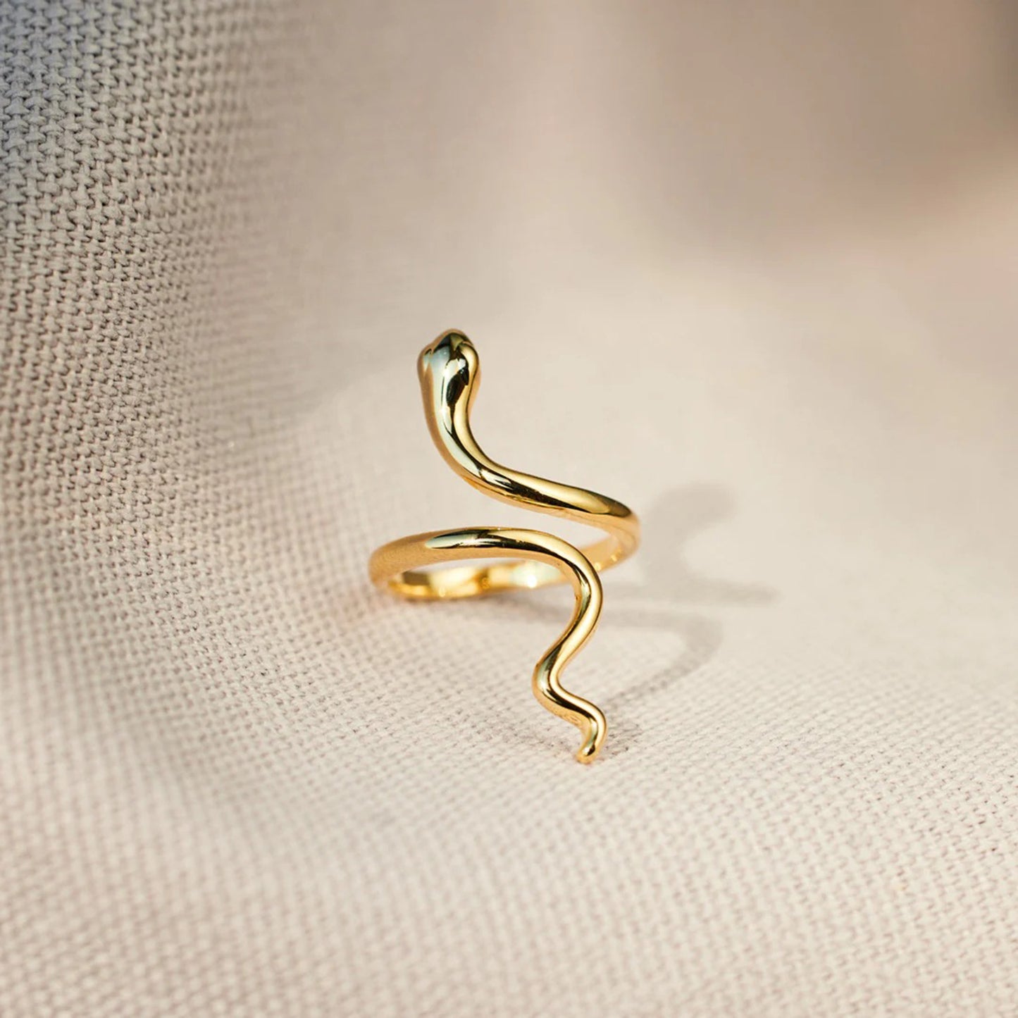 Snake Shape 18K Gold-Plated Ring