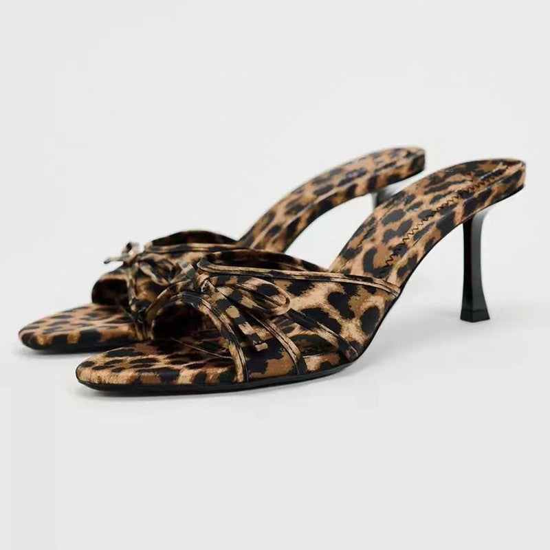 Leopard Kitten Heel Sandals