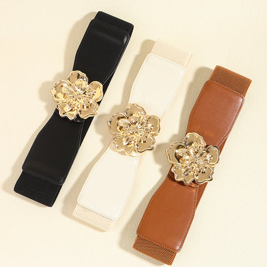 Flower Buckle Elastic Belt