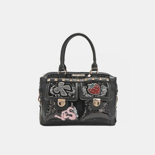 Sequin Patched Boston Bag