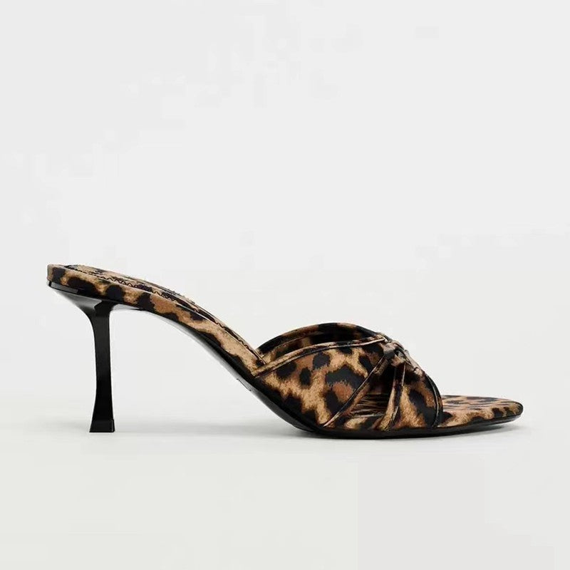 Leopard Kitten Heel Sandals