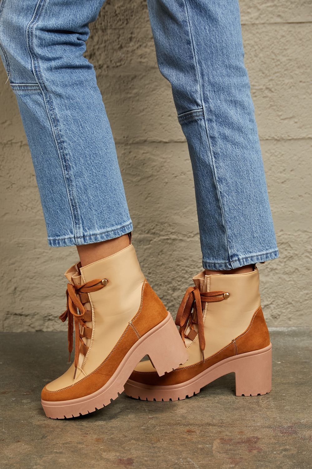 Lace Up Lug Booties