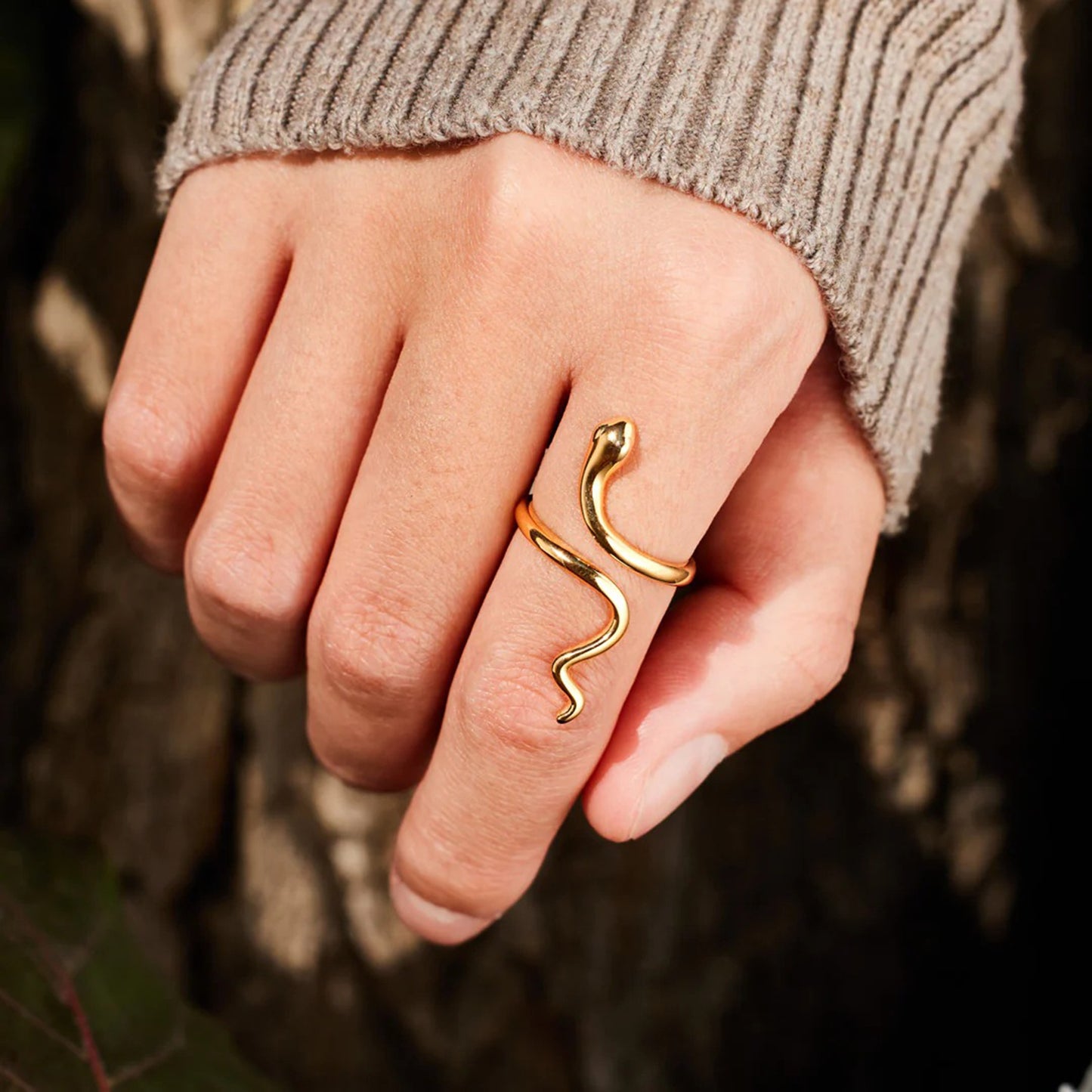 Snake Shape 18K Gold-Plated Ring