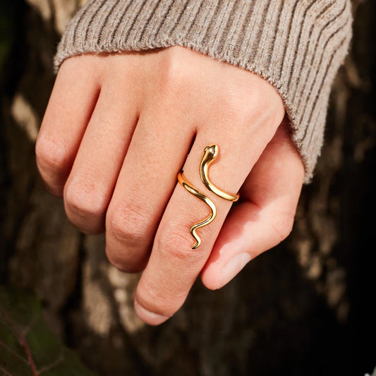 Snake Shape 18K Gold-Plated Ring