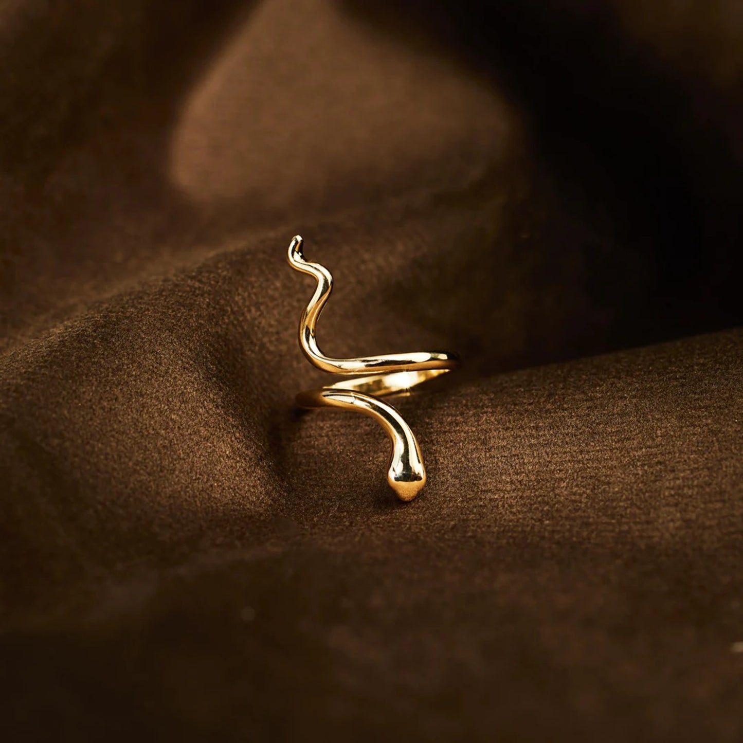 Snake Shape 18K Gold-Plated Ring