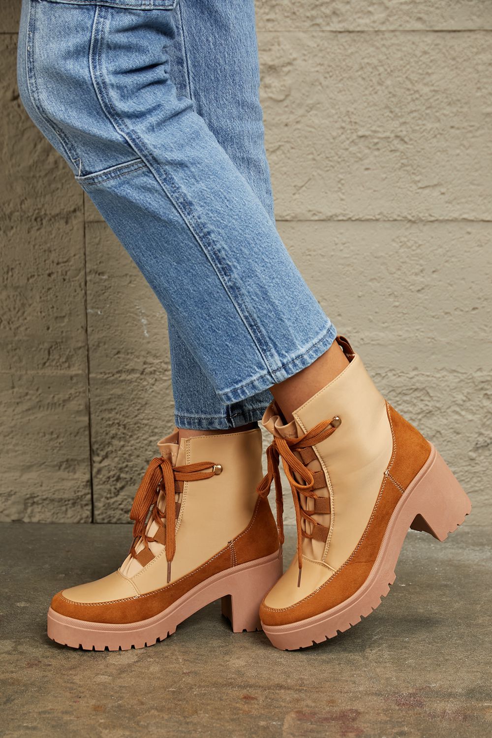 Lace Up Lug Booties