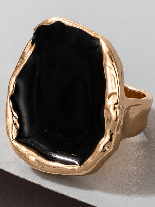 Gold large retro ring