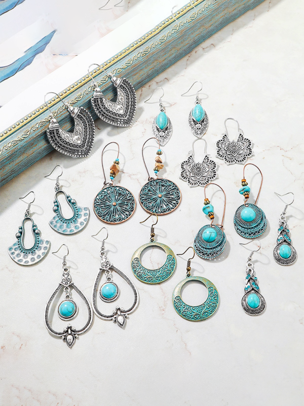 Bohemian vintage turquoise earring set