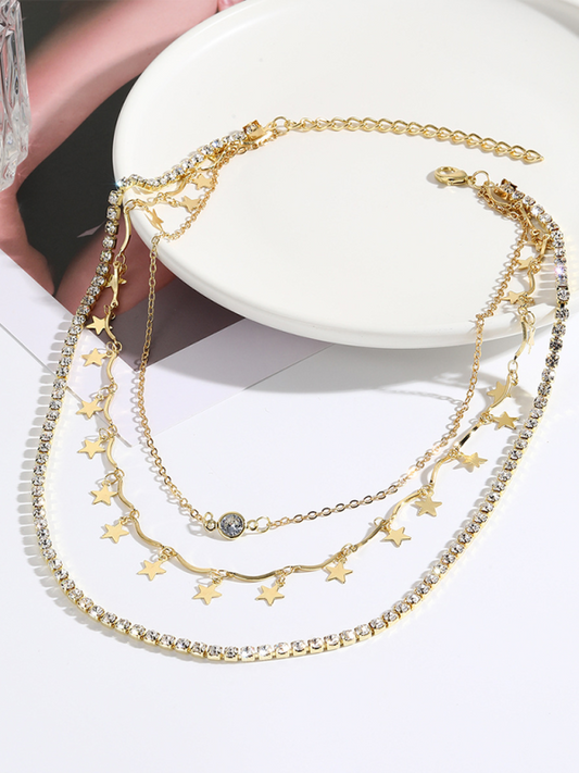 Five-pointed star zircon necklace