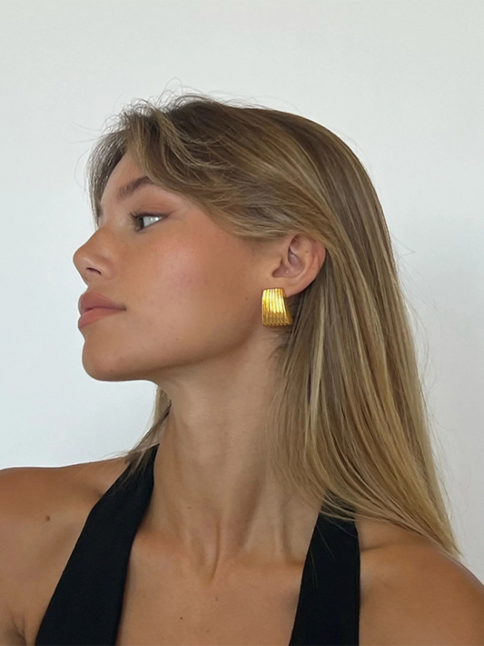 Striped trapezoidal earrings