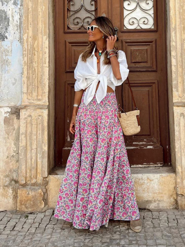 Casual long print skirt