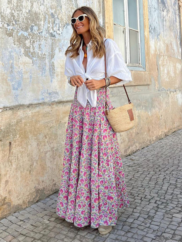 Casual long print skirt