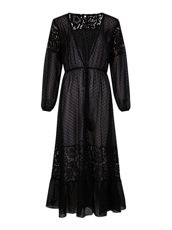 Chiffon long lace cover-up