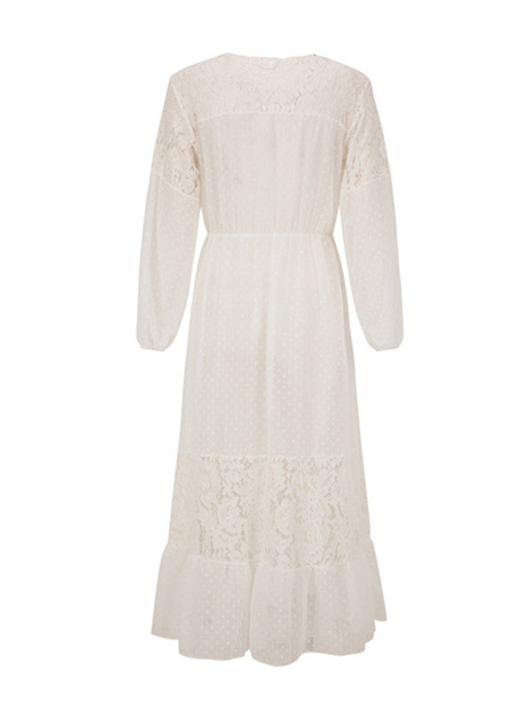 Chiffon long lace cover-up