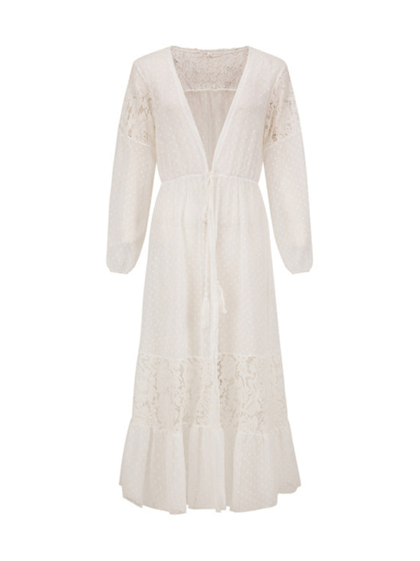 Chiffon long lace cover-up