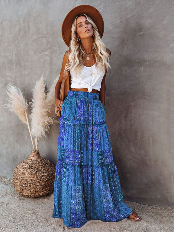 Bohemian high waist long skirt