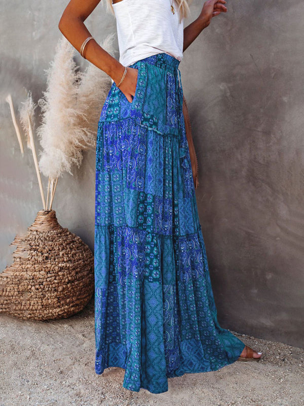 Bohemian high waist long skirt