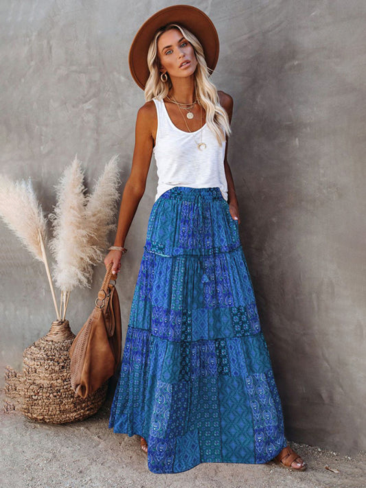 Bohemian high waist long skirt