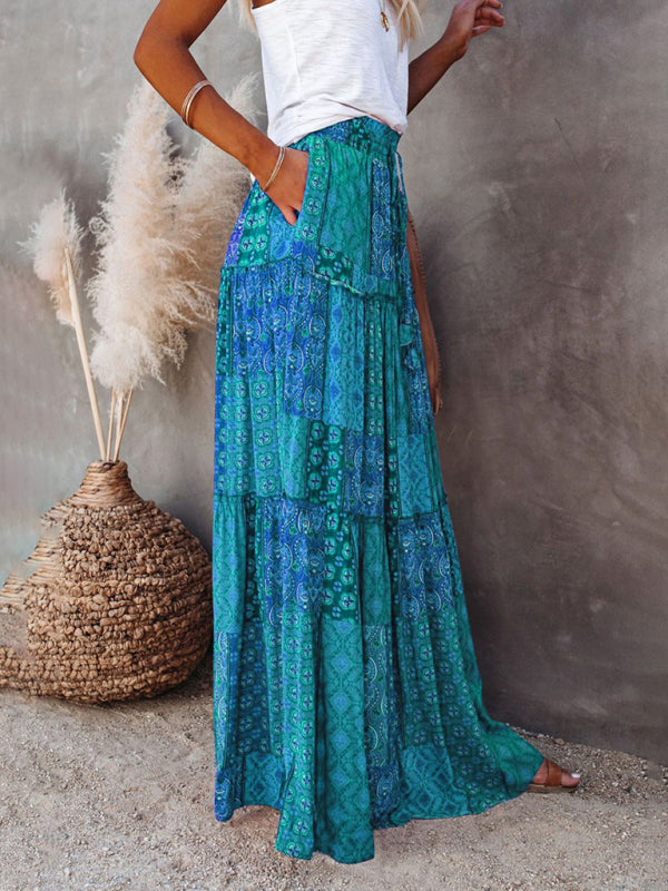 Bohemian high waist long skirt