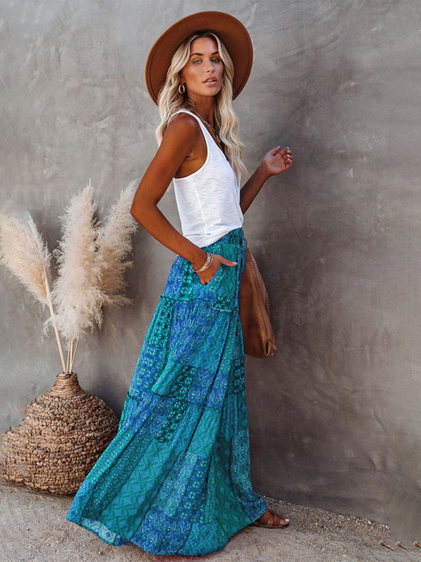 Bohemian high waist long skirt