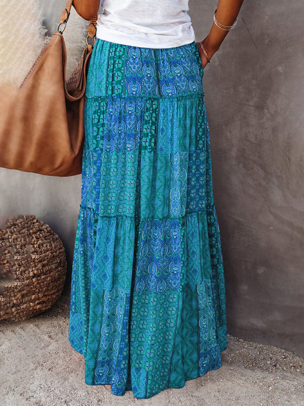 Bohemian high waist long skirt