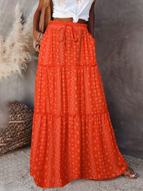 Bohemian high waist long skirt