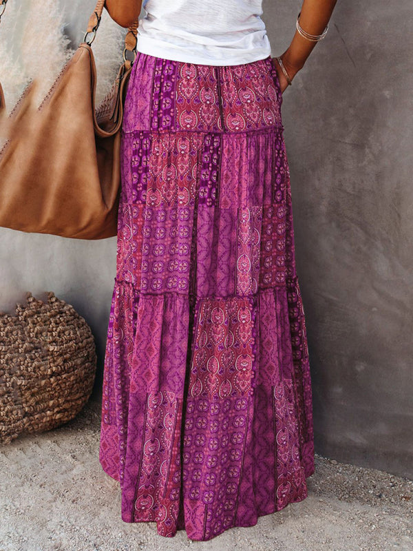 Bohemian high waist long skirt