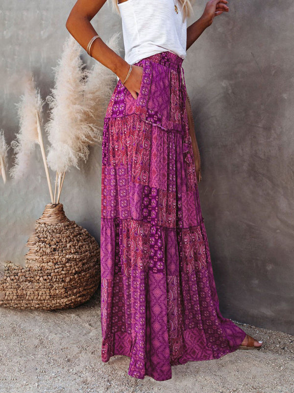 Bohemian high waist long skirt