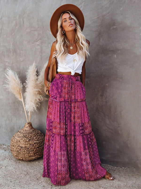 Bohemian high waist long skirt