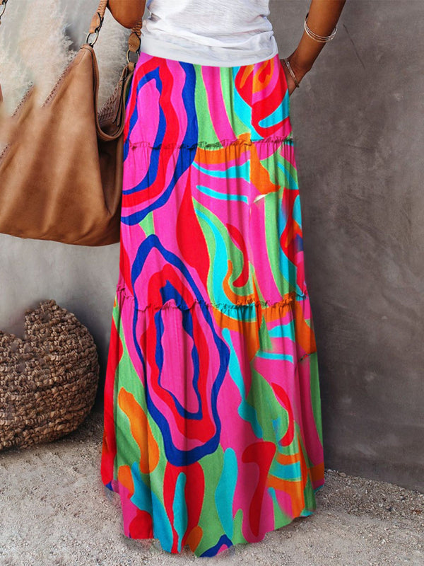 Bohemian high waist long skirt