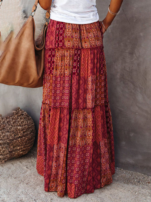 Bohemian high waist long skirt