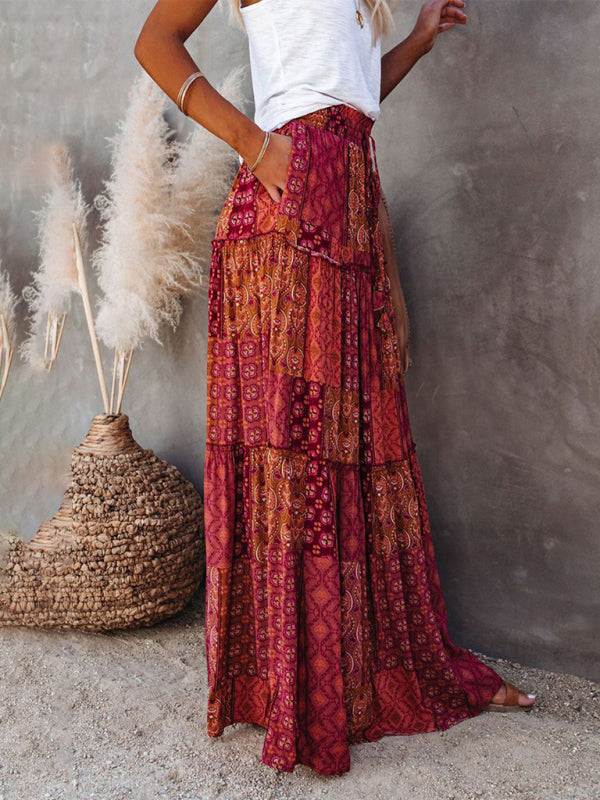 Bohemian high waist long skirt