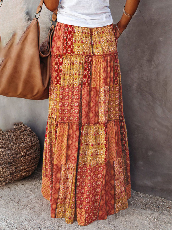 Bohemian high waist long skirt