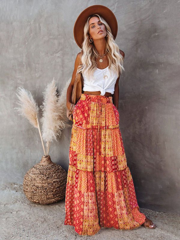 Bohemian high waist long skirt