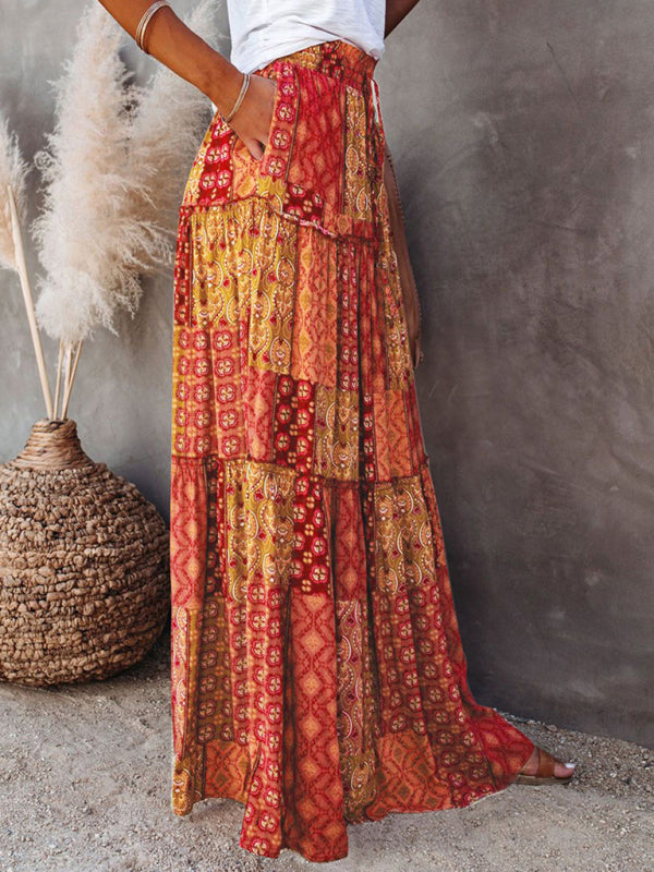 Bohemian high waist long skirt