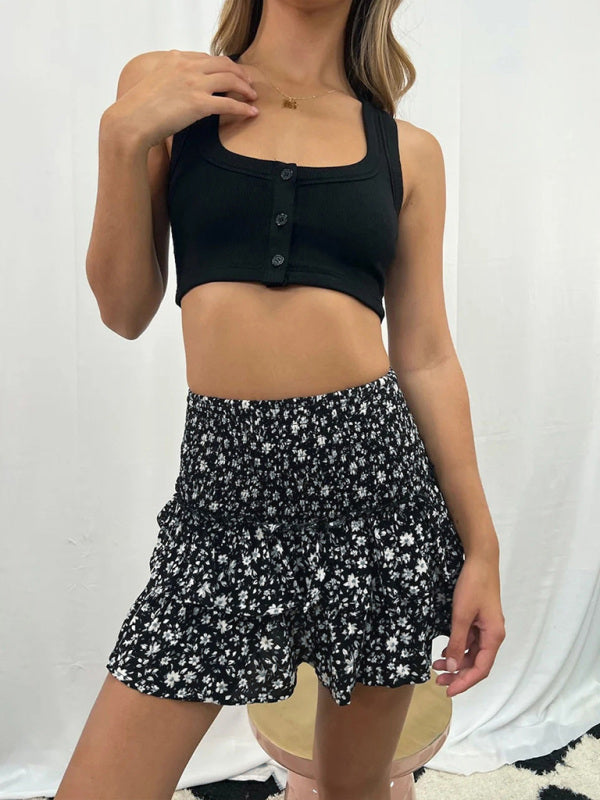 Pretty printed short skirt