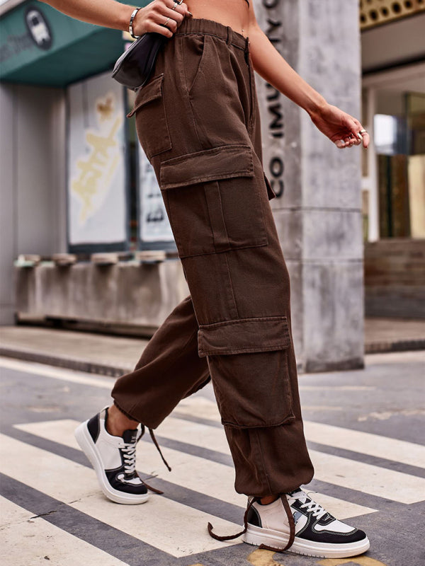 Loose drawstring Denim cargo pants