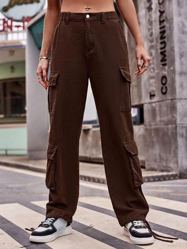 Loose drawstring Denim cargo pants