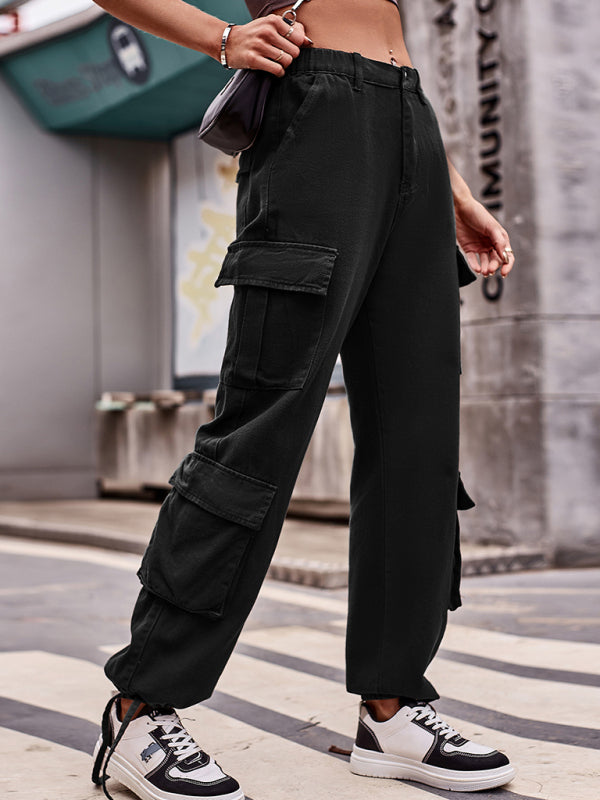 Loose drawstring Denim cargo pants