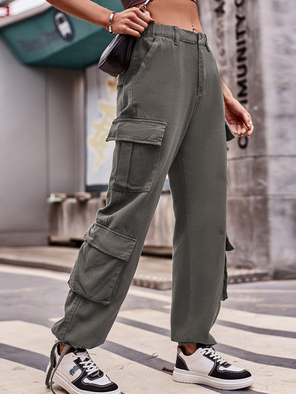 Loose drawstring Denim cargo pants