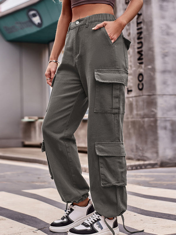 Loose drawstring Denim cargo pants