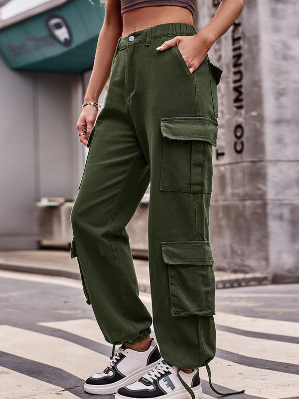 Loose drawstring Denim cargo pants