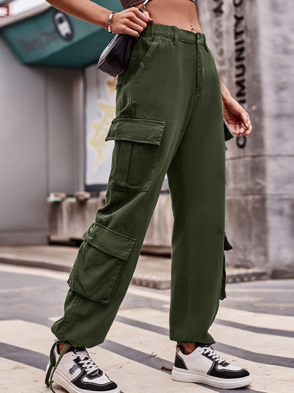 Loose drawstring Denim cargo pants